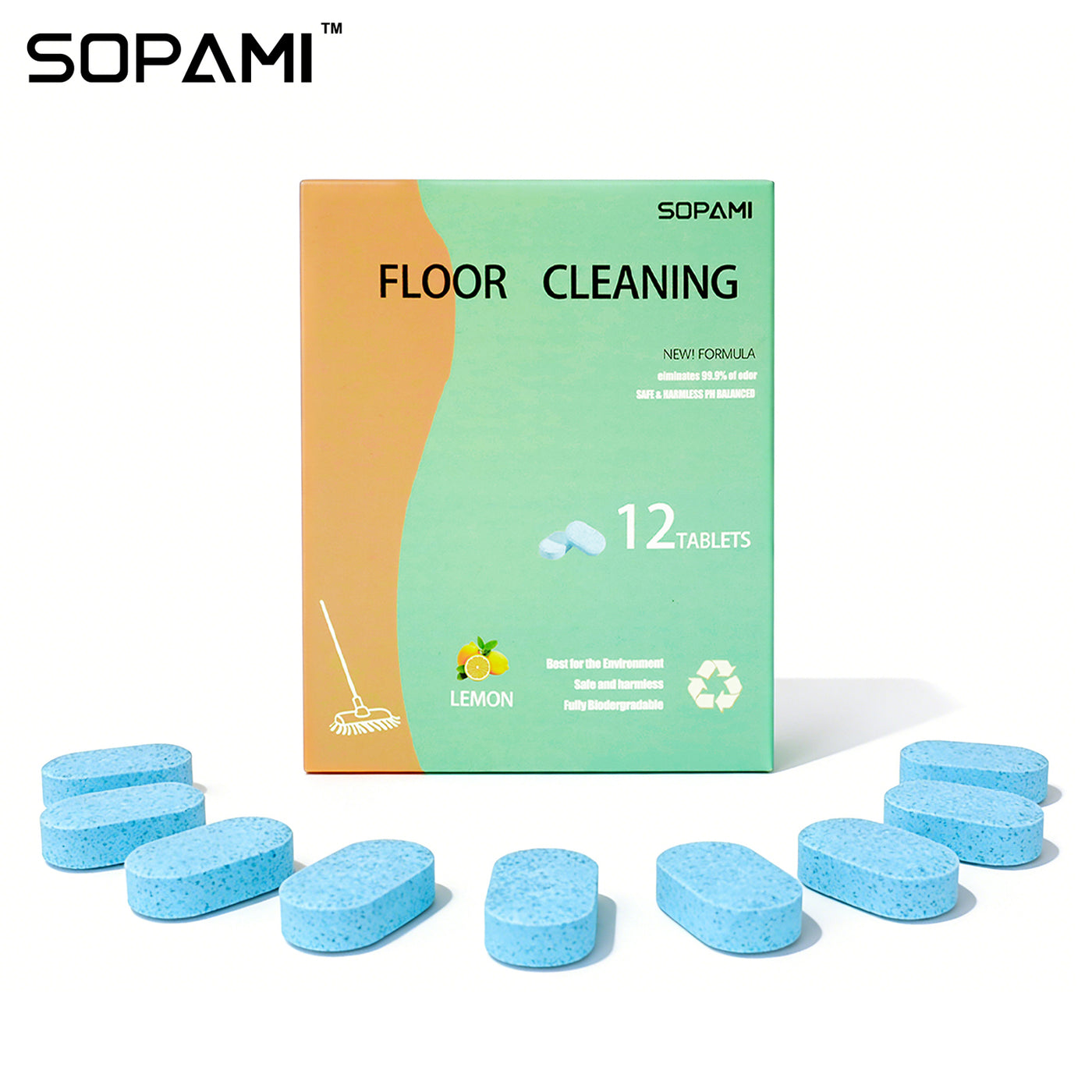 SOPAMI floor cleaning tablets, one 12-tablet pack
