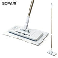 2-in-1 Retractable Clamp Flat Dust Mop