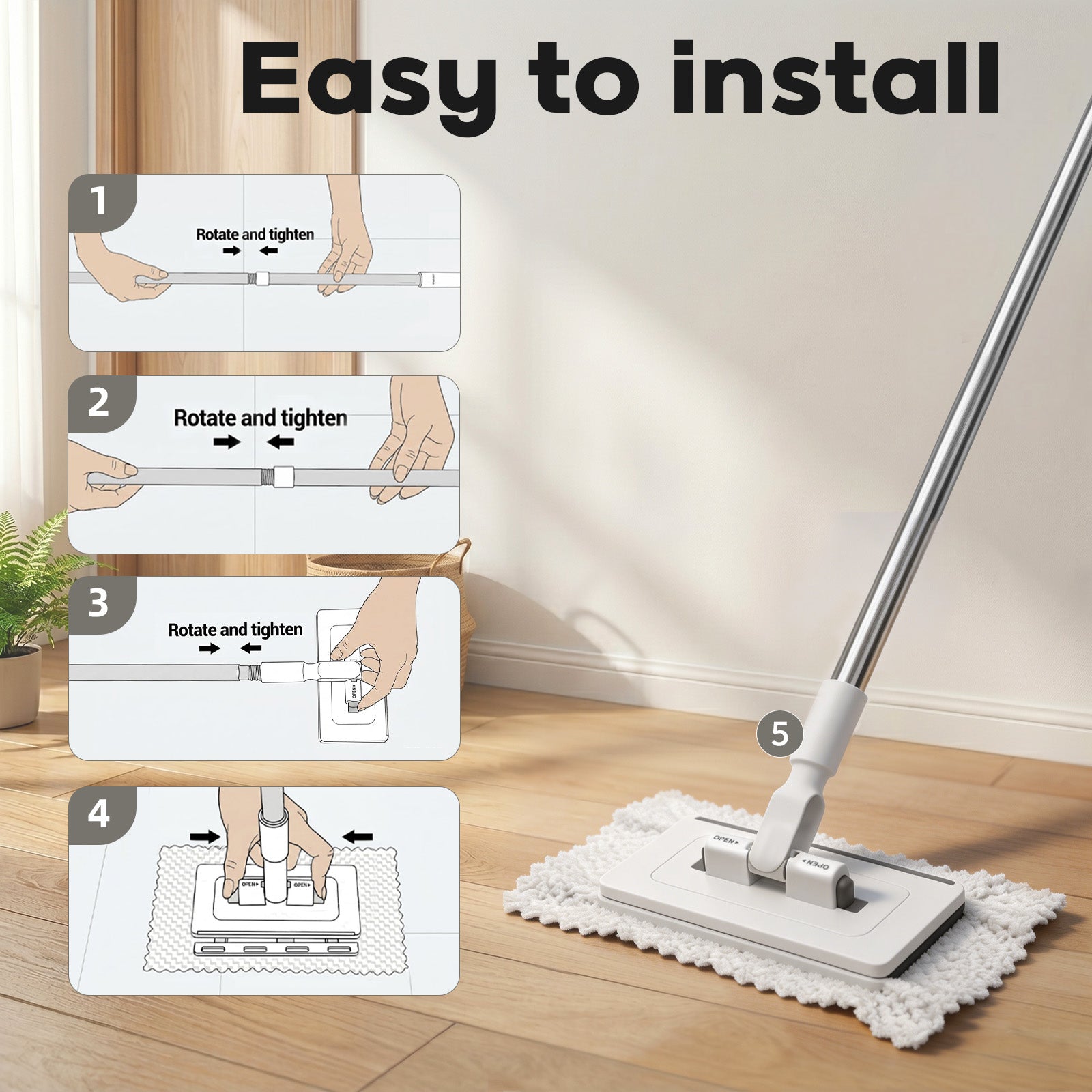 Retractable Mini Clamp Mop for Tight Spaces