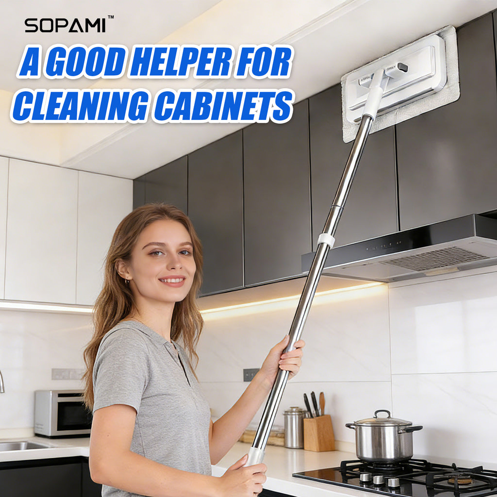 Retractable Disposable Flat Dust Mop with Clamp