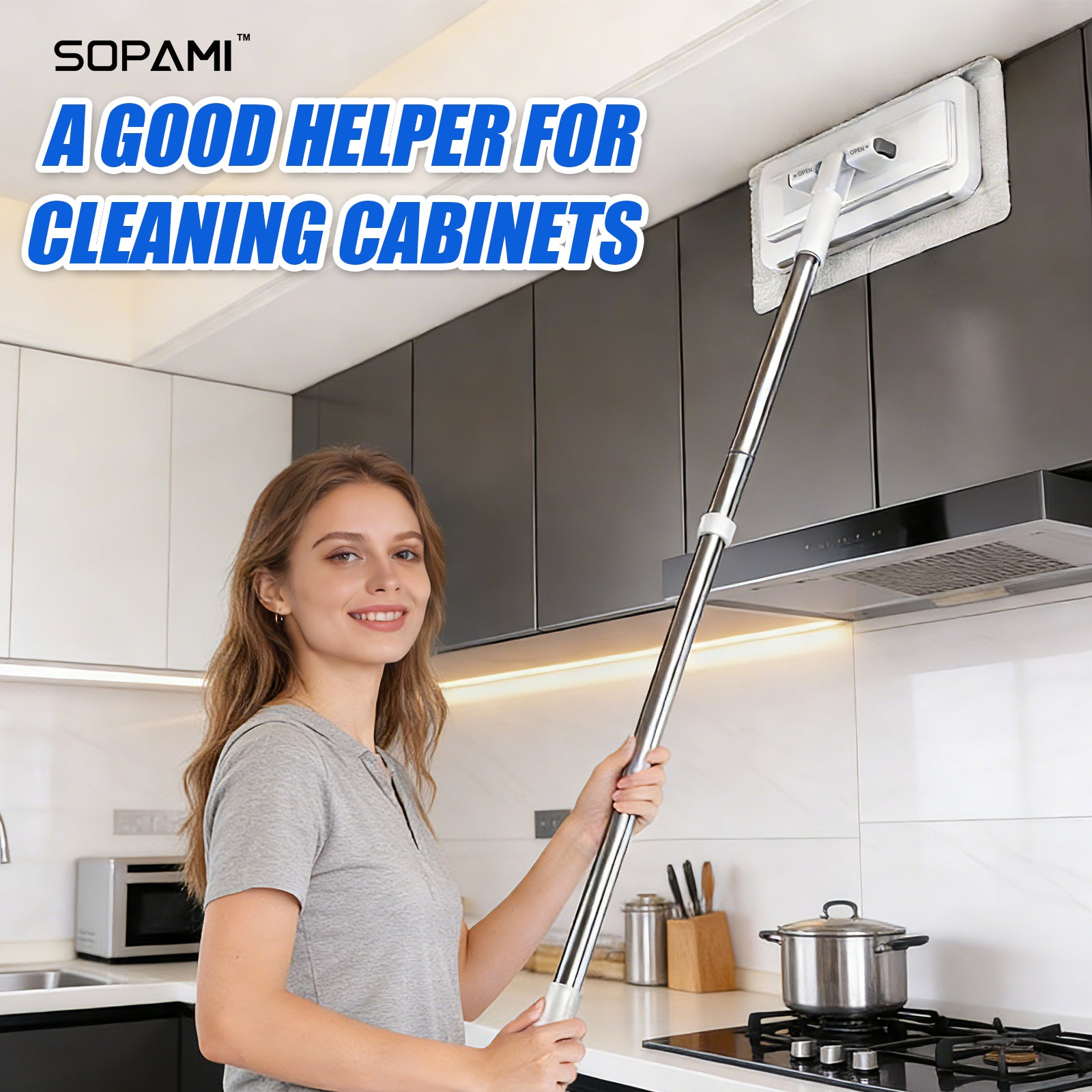 Retractable Disposable Flat Dust Mop with Clamp