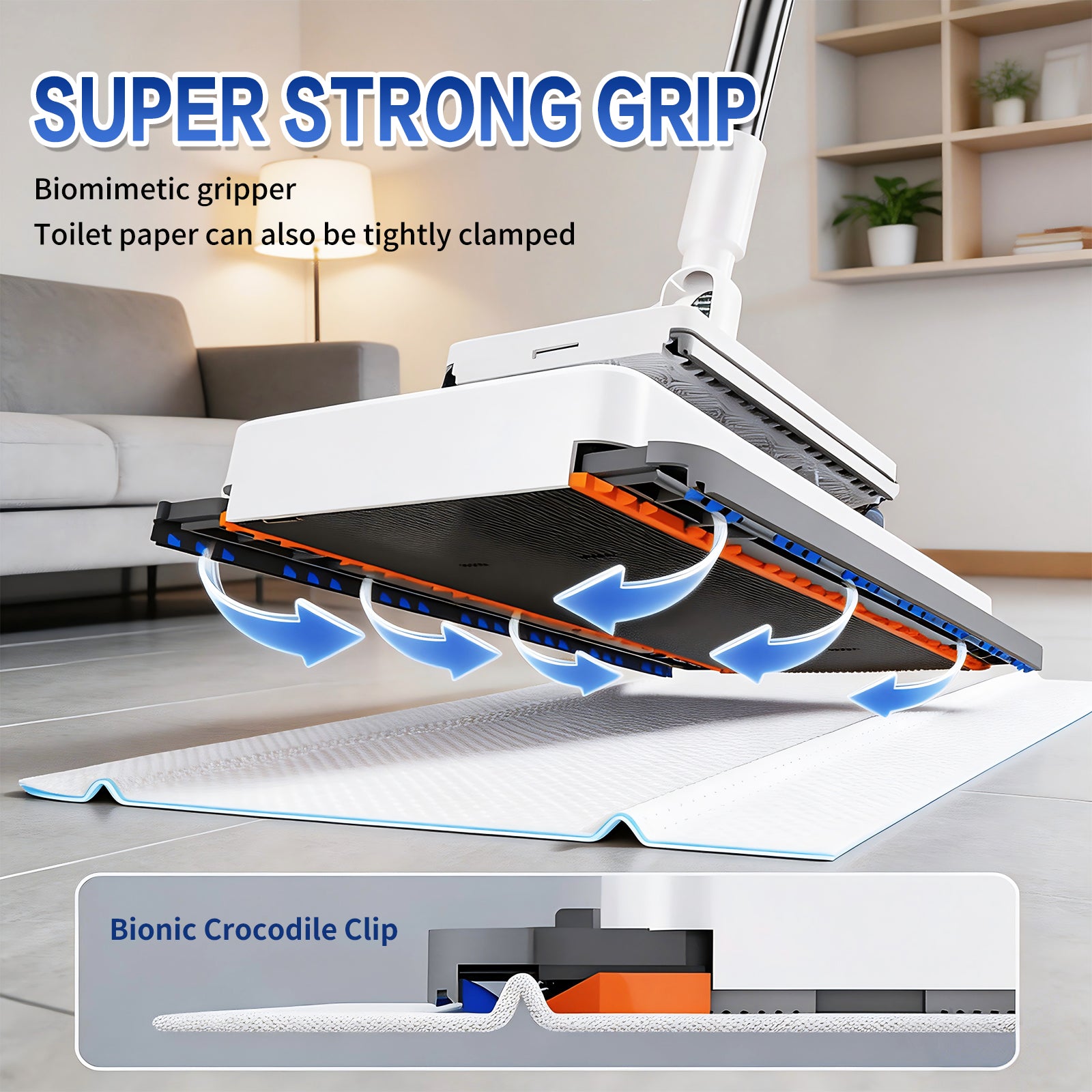 2-in-1 Retractable Clamp Flat Dust Mop