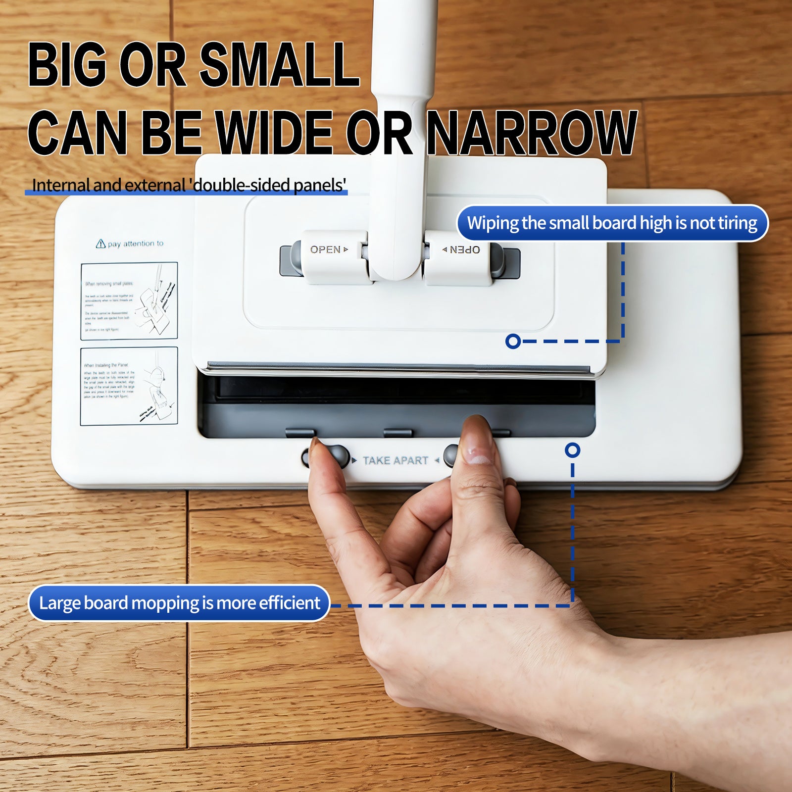 2-in-1 Retractable Clamp Flat Dust Mop
