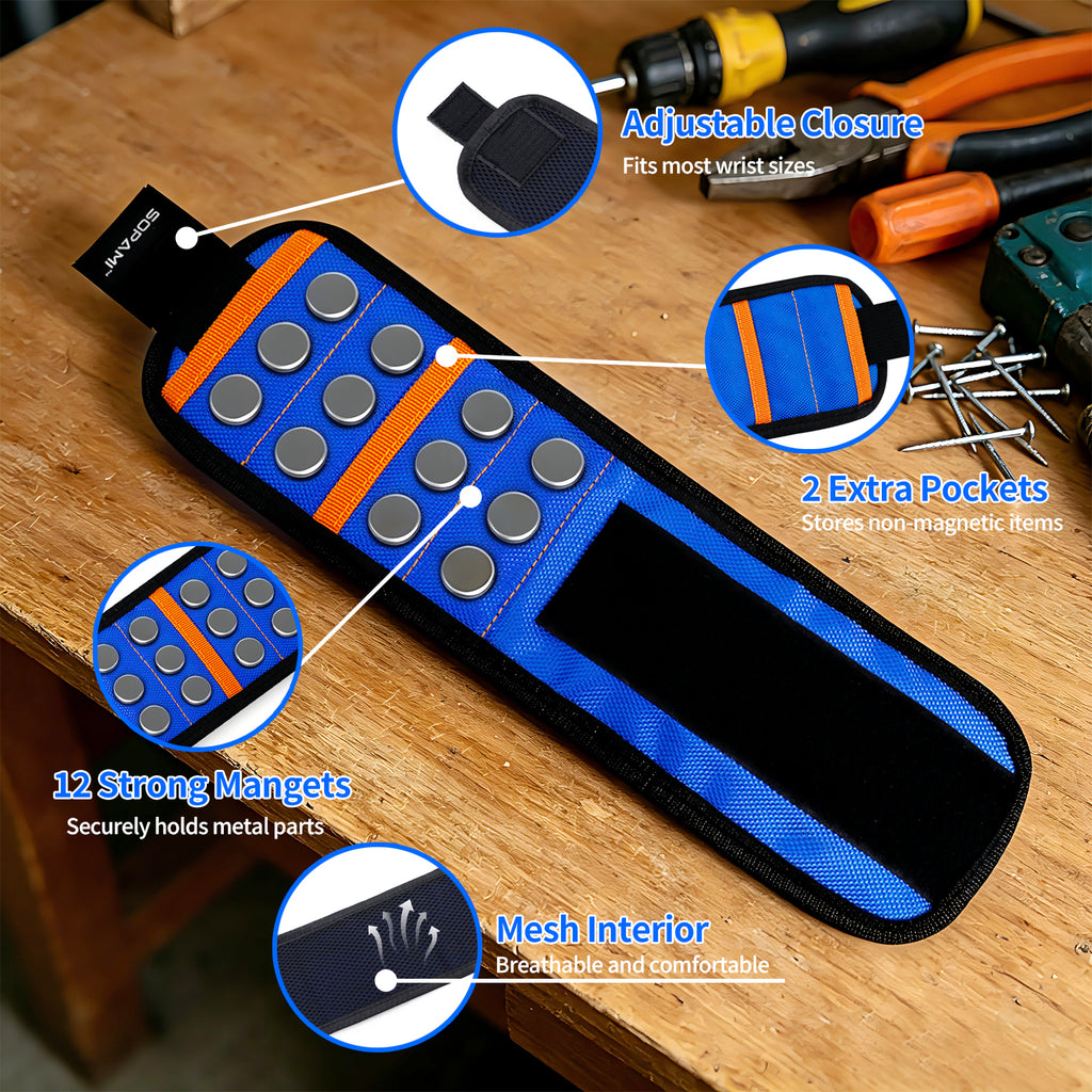 Magnetic Tool Wristband with 12 Magnets