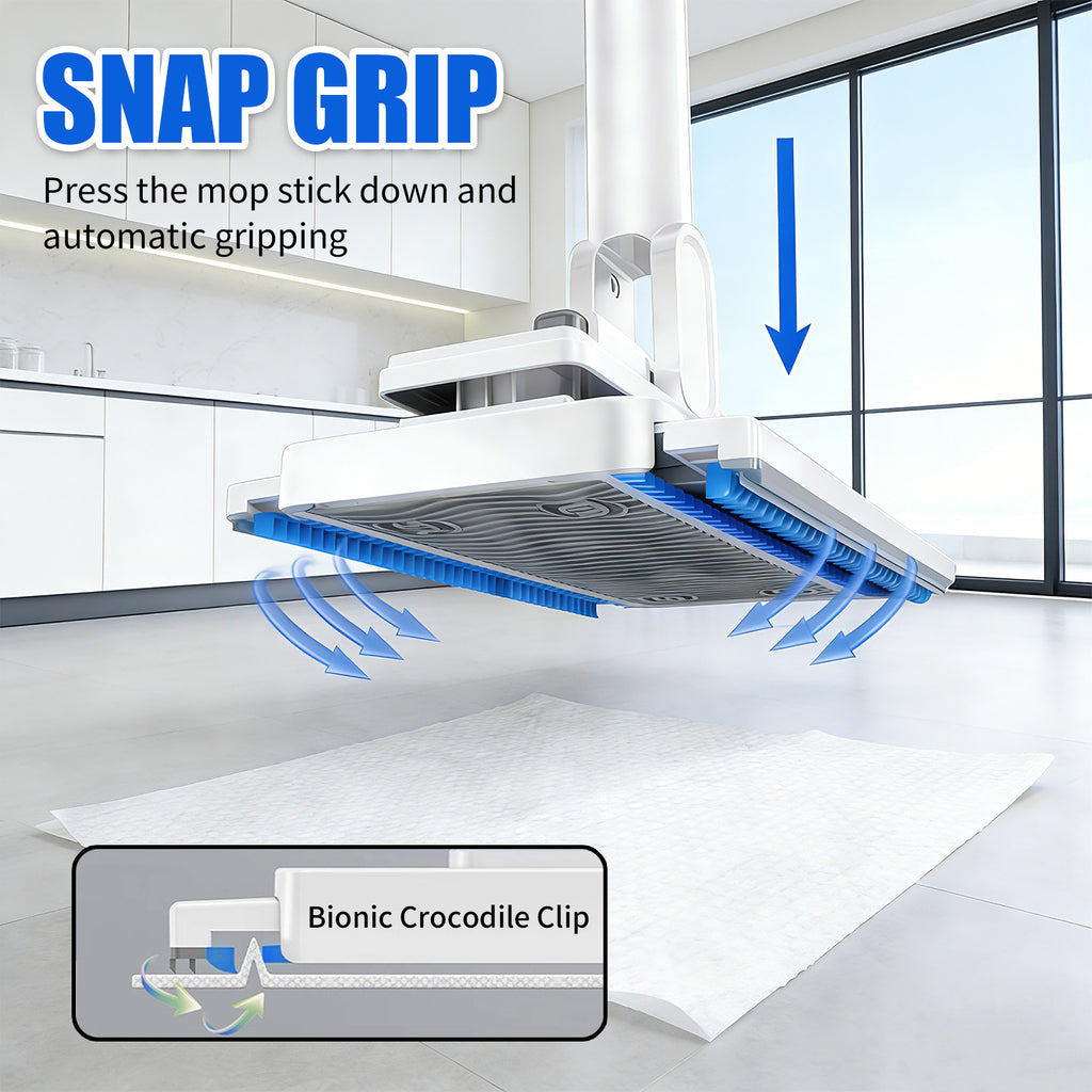 Retractable Disposable Flat Dust Mop with Clamp