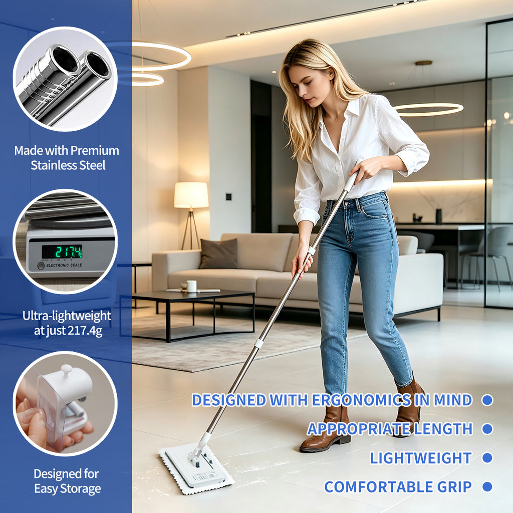 2-in-1 Retractable Clamp Flat Dust Mop