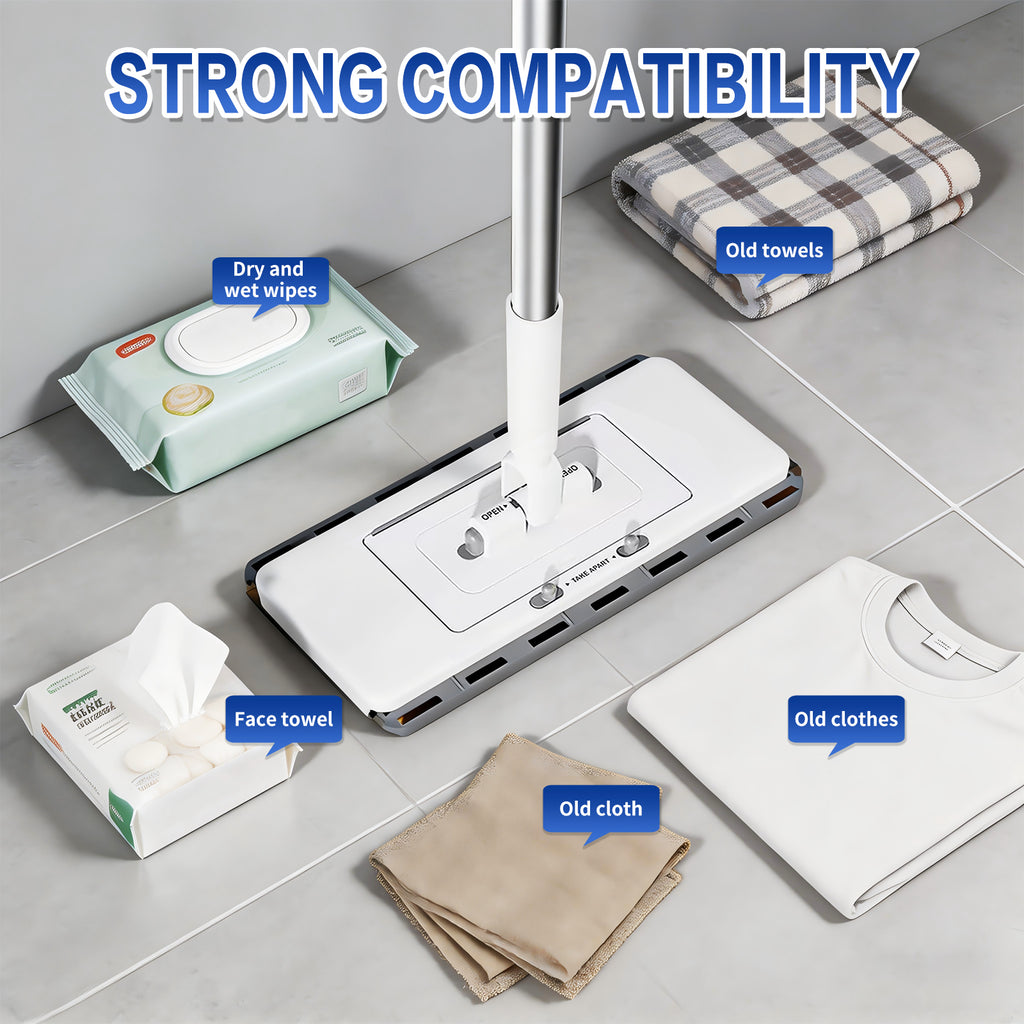2-in-1 Retractable Clamp Flat Dust Mop