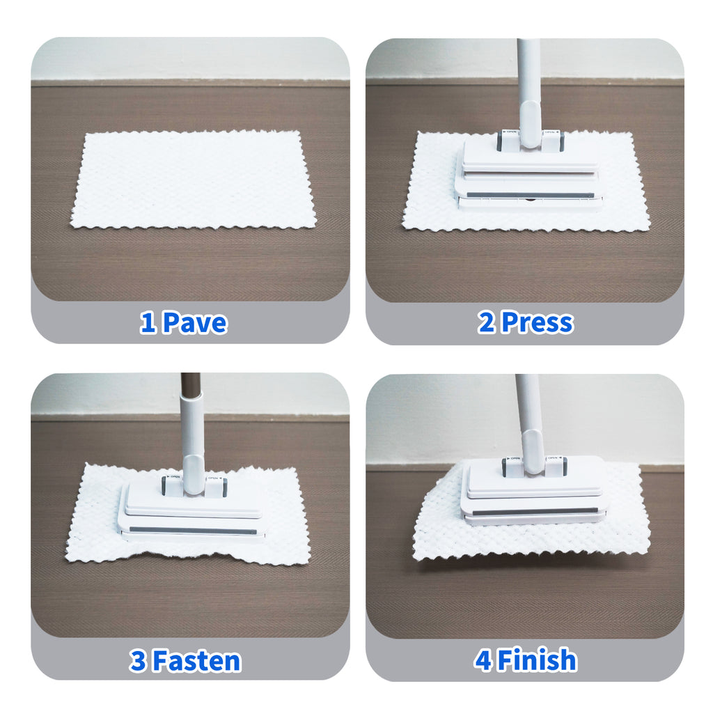 Retractable Disposable Flat Dust Mop with Clamp