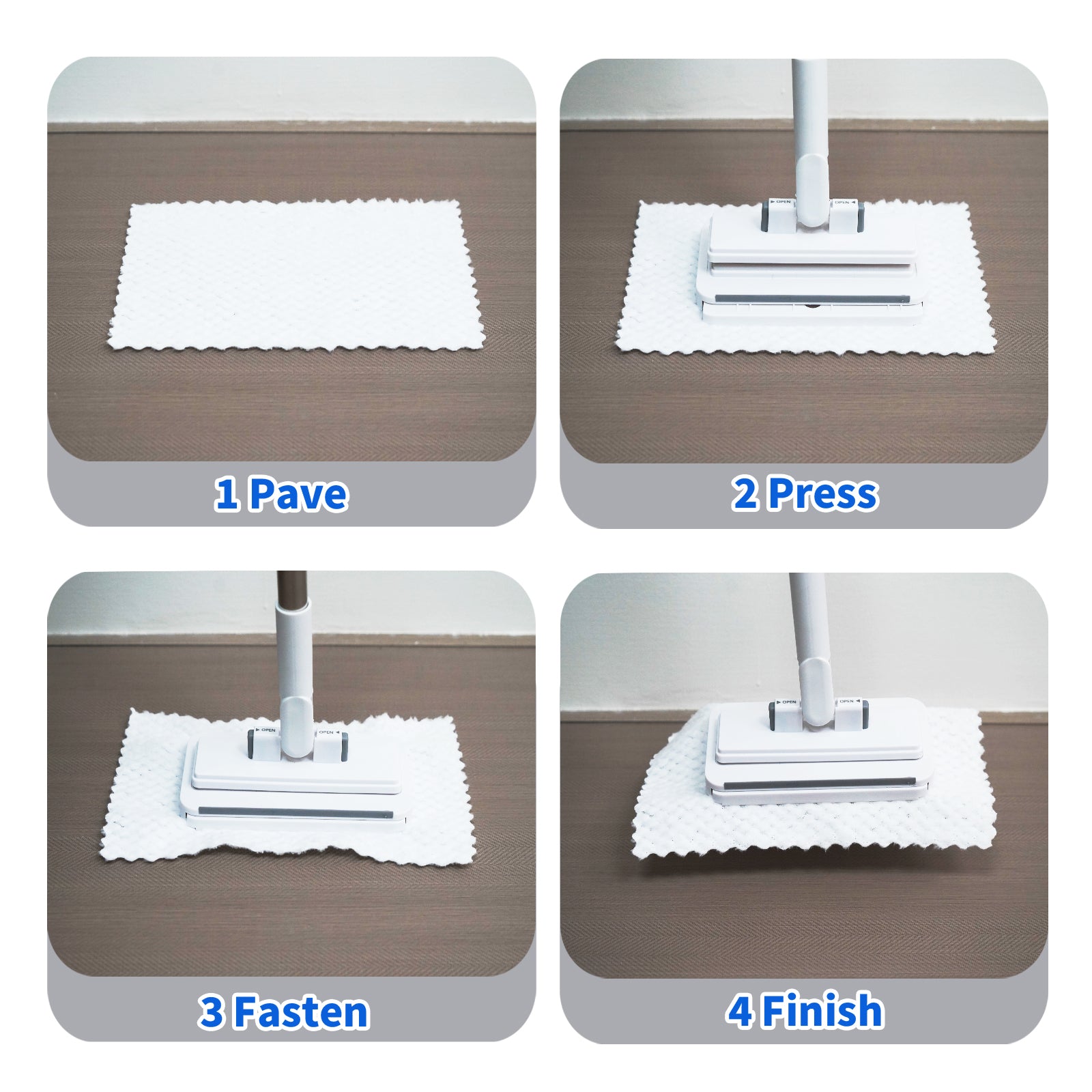 Retractable Disposable Flat Dust Mop with Clamp