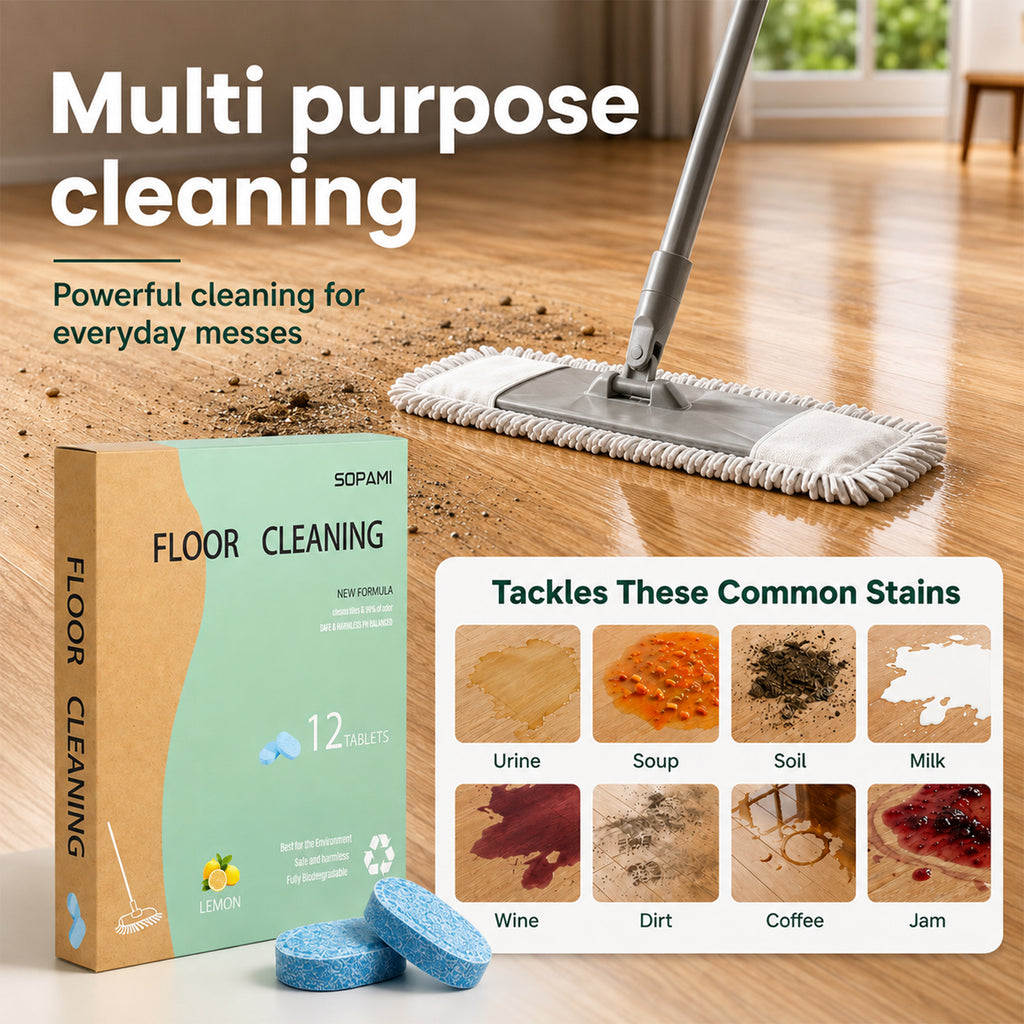 SOPAMI multi effect floor cleaning tablets 12 Counts Lemon Scent