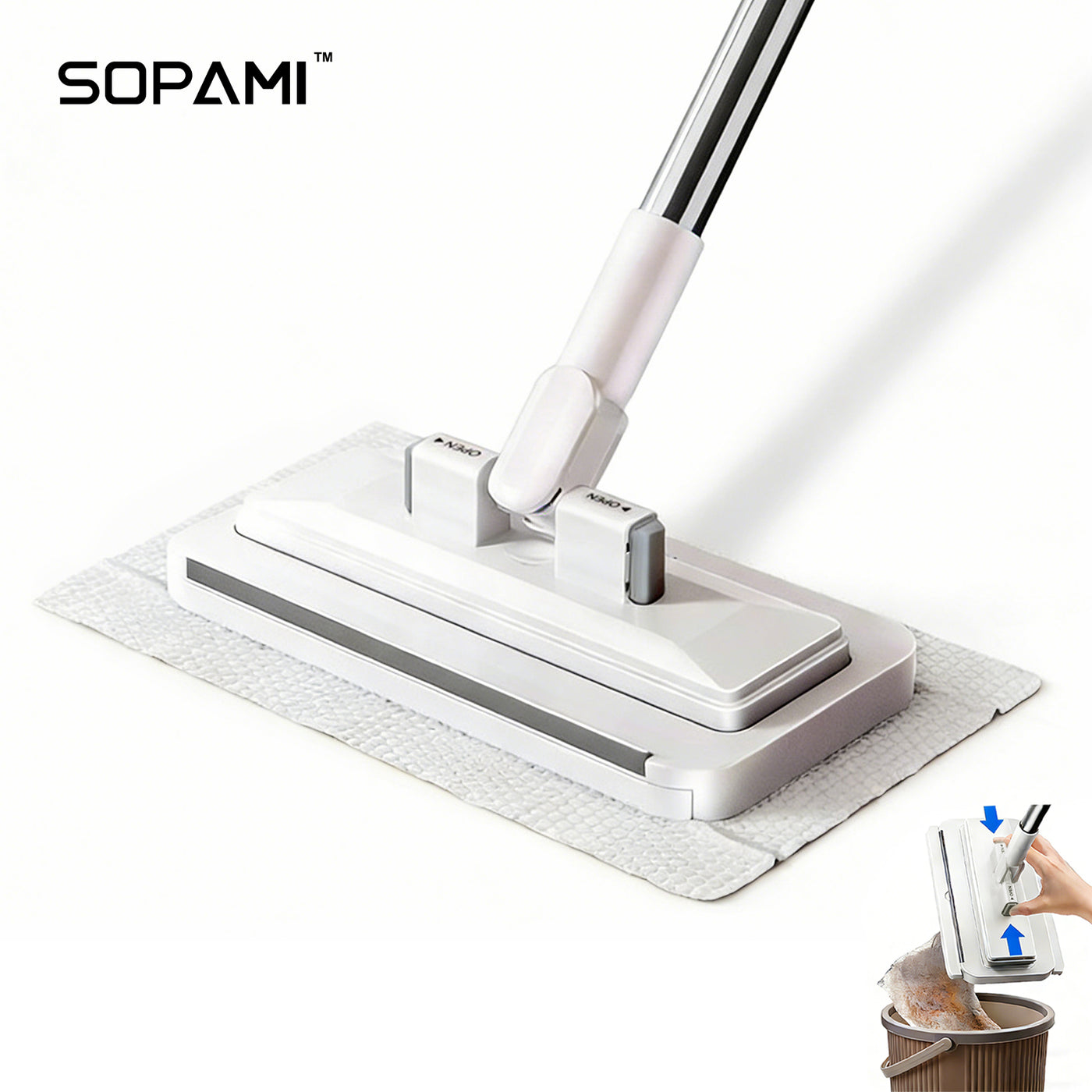 SOPAMI flat clamp mop with cloth-release inset